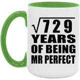 27th Anniversary Square Root of 729 Years of Mr Perfect - 15oz Accent Mug Green