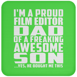 Proud Film Editor Dad Of Awesome Son - Drink Coaster
