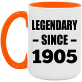119th Birthday Legendary Since 1905 - 15oz Accent Mug Orange