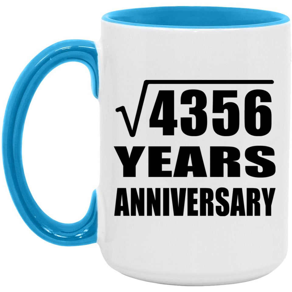 66th Anniversary Square Root of 4356 Years Anniversary - 15oz Accent Mug Blue
