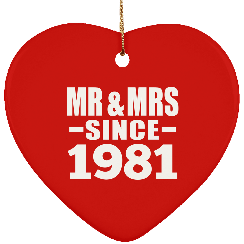 43rd Anniversary Mr & Mrs Since 1981 - Heart Ornament