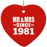 43rd Anniversary Mr & Mrs Since 1981 - Heart Ornament
