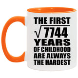 88th Birthday Square Root of 7744 Years of Childhood - 11oz Accent Mug Orange