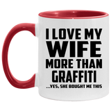 I Love My Wife More Than Graffiti - 11oz Accent Mug Red