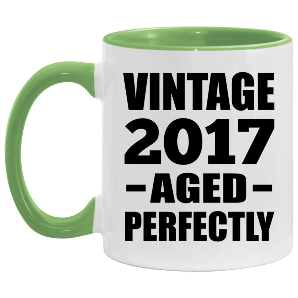 7th Birthday Vintage 2017 Aged Perfectly - 11oz Accent Mug Green