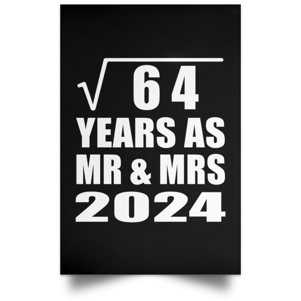 8th Anniversary Square Root of 64 Years As Mr & Mrs 2024 - Poster Portrait