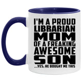 Proud Librarian Mom Of Awesome Son - 11oz Accent Mug Purple