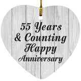 Happy 55th Anniversary 55 Years & Counting - Heart Ornament F