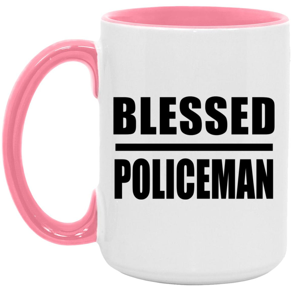 Blessed Policeman - 15oz Accent Mug Pink