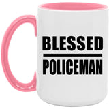 Blessed Policeman - 15oz Accent Mug Pink