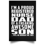 Proud Registered Nurse Dad Of Awesome Son - Poster Portrait