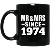 50th Anniversary Mr & Mrs Since 1974 - 11 Oz Coffee Mug Black