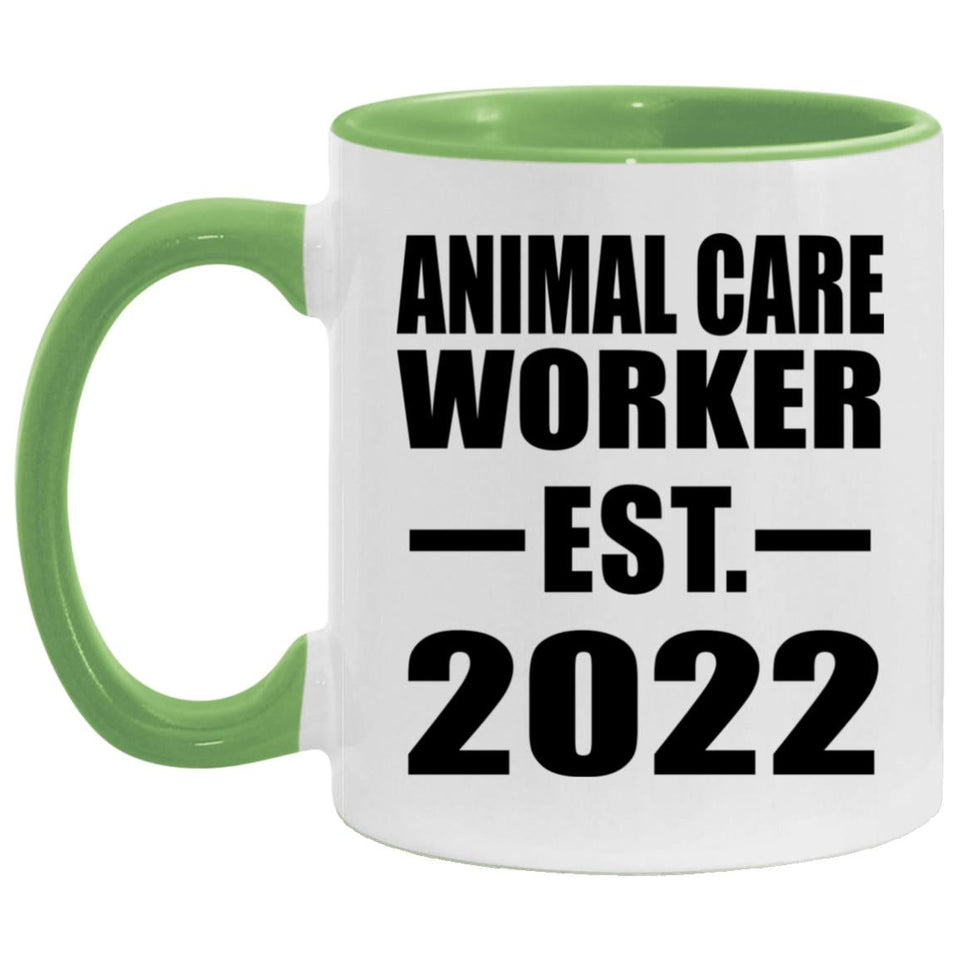 Animal Care Worker Established EST. 2022 - 11oz Accent Mug Green