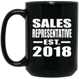 Sales Representative Established EST. 2018 - 15 Oz Coffee Mug Black