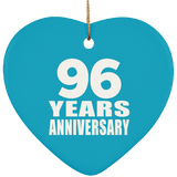 96th Anniversary 96 Years - Heart Ornament