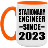 Stationary Engineer Since 2023 - 15oz Accent Mug Orange