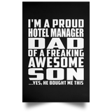 Proud Hotel Manager Dad Of Awesome Son - Poster Portrait
