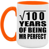 10th Anniversary Square Root of 100 Years of Mr Perfect - 15oz Accent Mug Orange