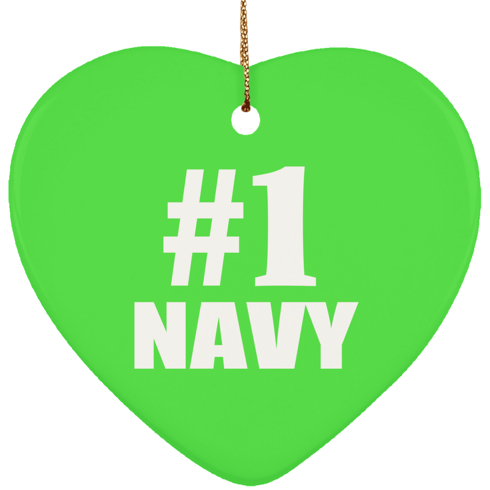 Number One #1 Navy - Heart Ornament