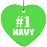Number One #1 Navy - Heart Ornament