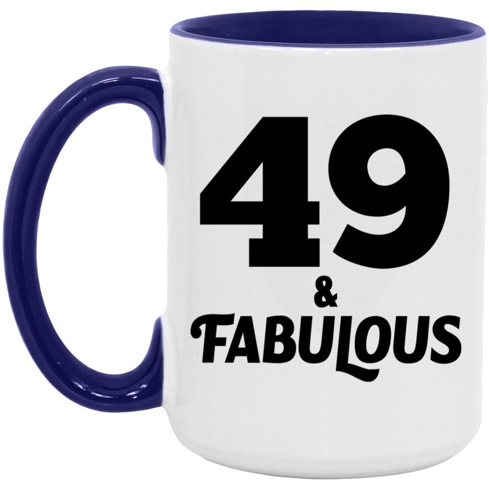 49th Birthday 49 & Fabulous - 15oz Accent Mug Purple