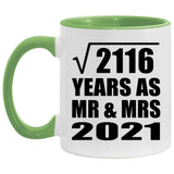 46th Anniversary Square Root of 2116 Years As Mr & Mrs 2021 - 11oz Accent Mug Green