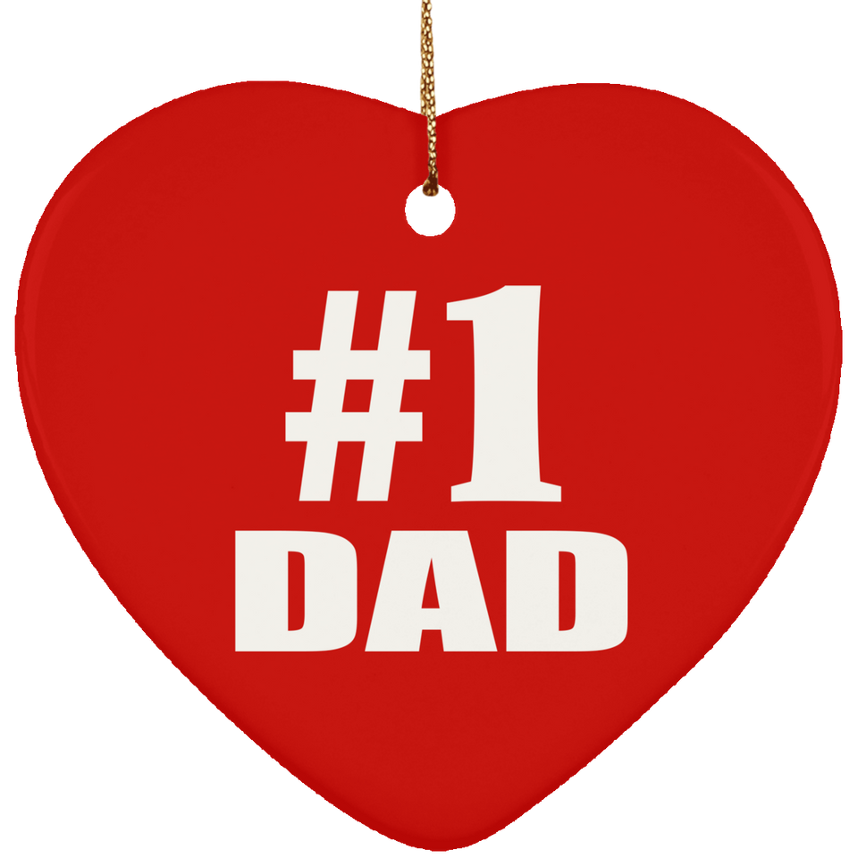 Number One #1 Dad - Heart Ornament