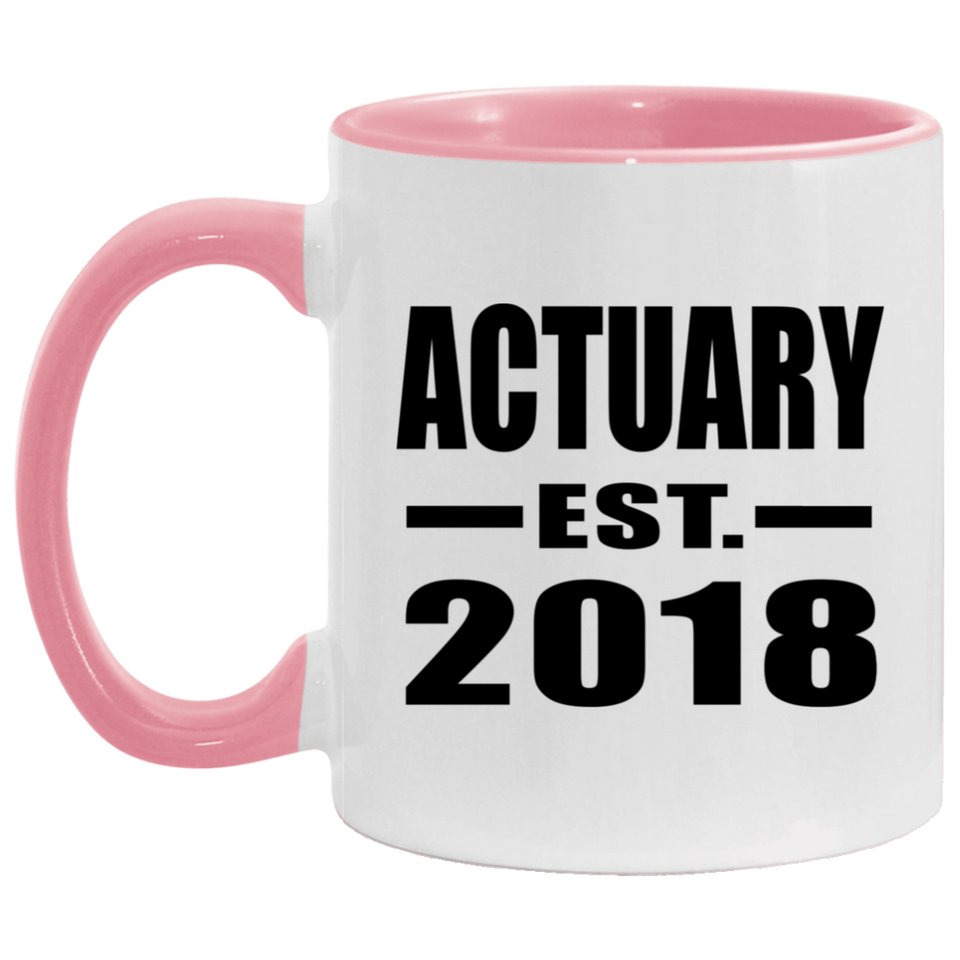 Actuary Established EST. 2018 - 11oz Accent Mug Pink