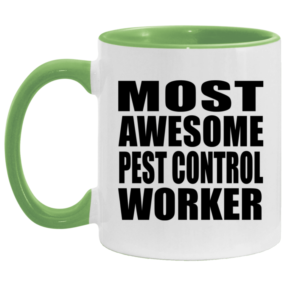 Most Awesome Pest Control Worker - 11oz Accent Mug Green