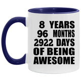 8th Birthday 8 Years 96 Months 2922 Days Of Awesome - 11oz Accent Mug Purple