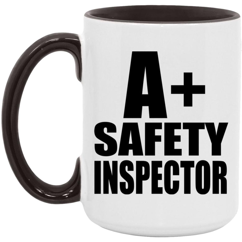 A+ Safety Inspector - 15oz Accent Mug Black