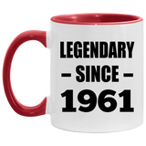 63rd Birthday Legendary Since 1961 - 11oz Accent Mug Red