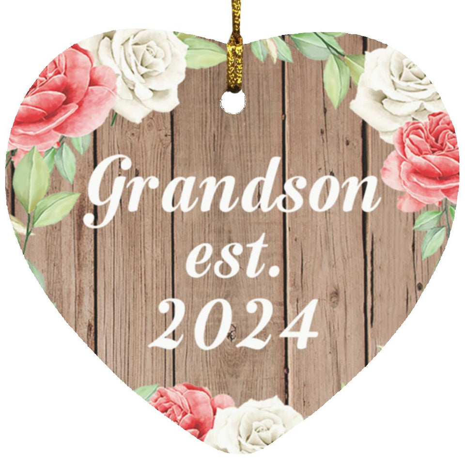 Grandson Established Est. 2024 - Heart Ornament B