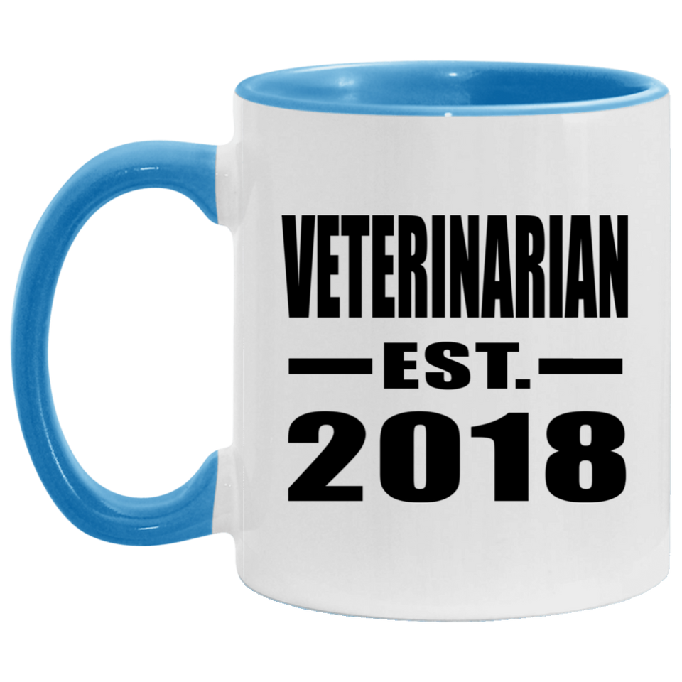 Veterinarian Established EST. 2018 - 11oz Accent Mug Blue