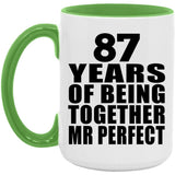 87th Anniversary 87 Years Of Being Mr Perfect - 15oz Accent Mug Green