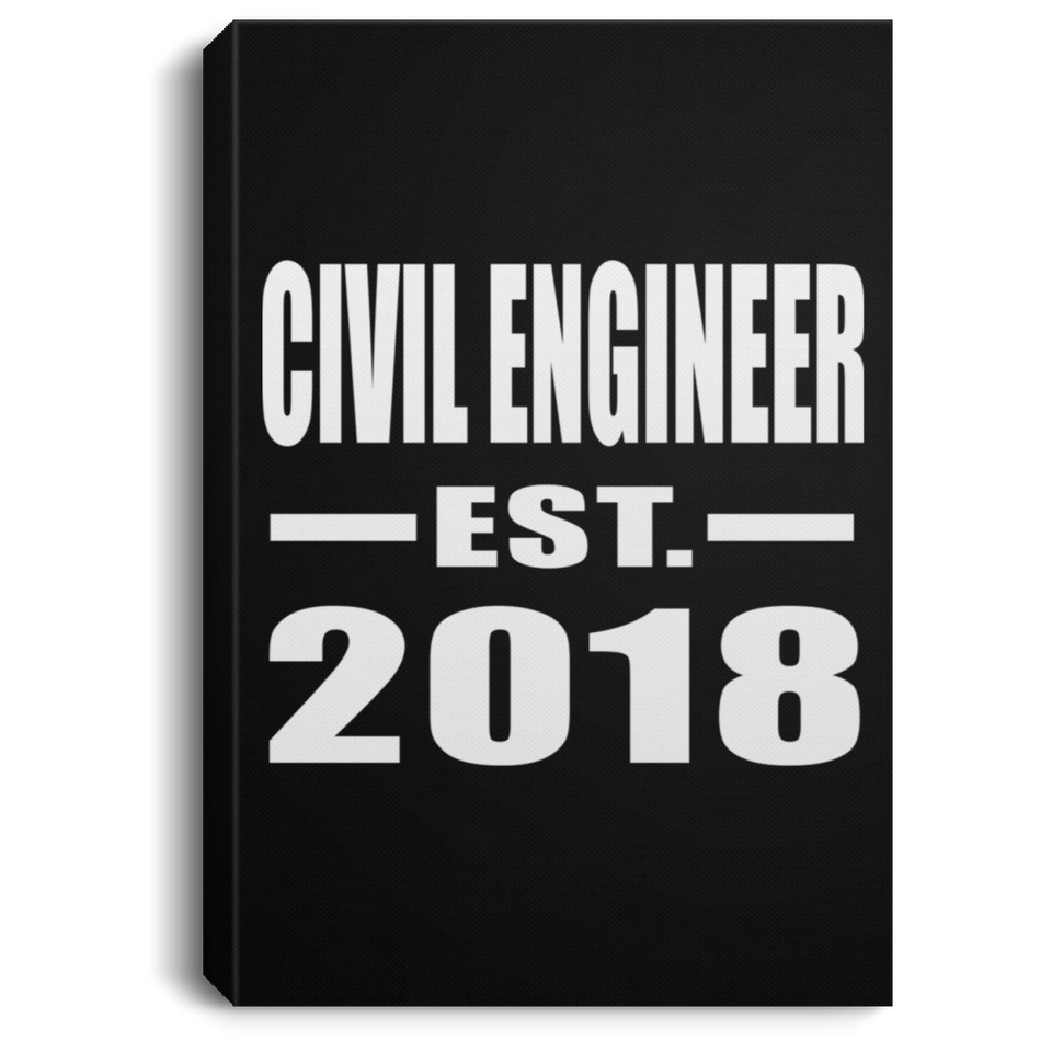 Civil Engineer Established EST. 2018 - Canvas Portrait