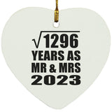36th Anniversary Square Root of 1296 Years As Mr & Mrs 2023 - Heart Ornament
