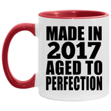 7th Birthday Made In 2017 Aged to Perfection - 11oz Accent Mug Red