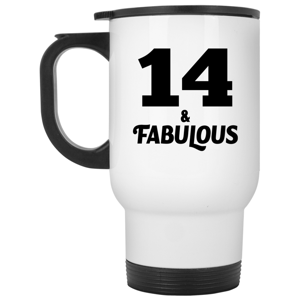 14th Birthday 14 & Fabulous - White Travel Mug