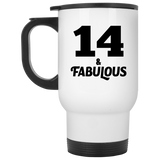 14th Birthday 14 & Fabulous - White Travel Mug