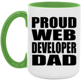 Proud Web Developer Dad - 15oz Accent Mug Green