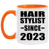Hair Stylist Since 2023 - 11oz Accent Mug Orange