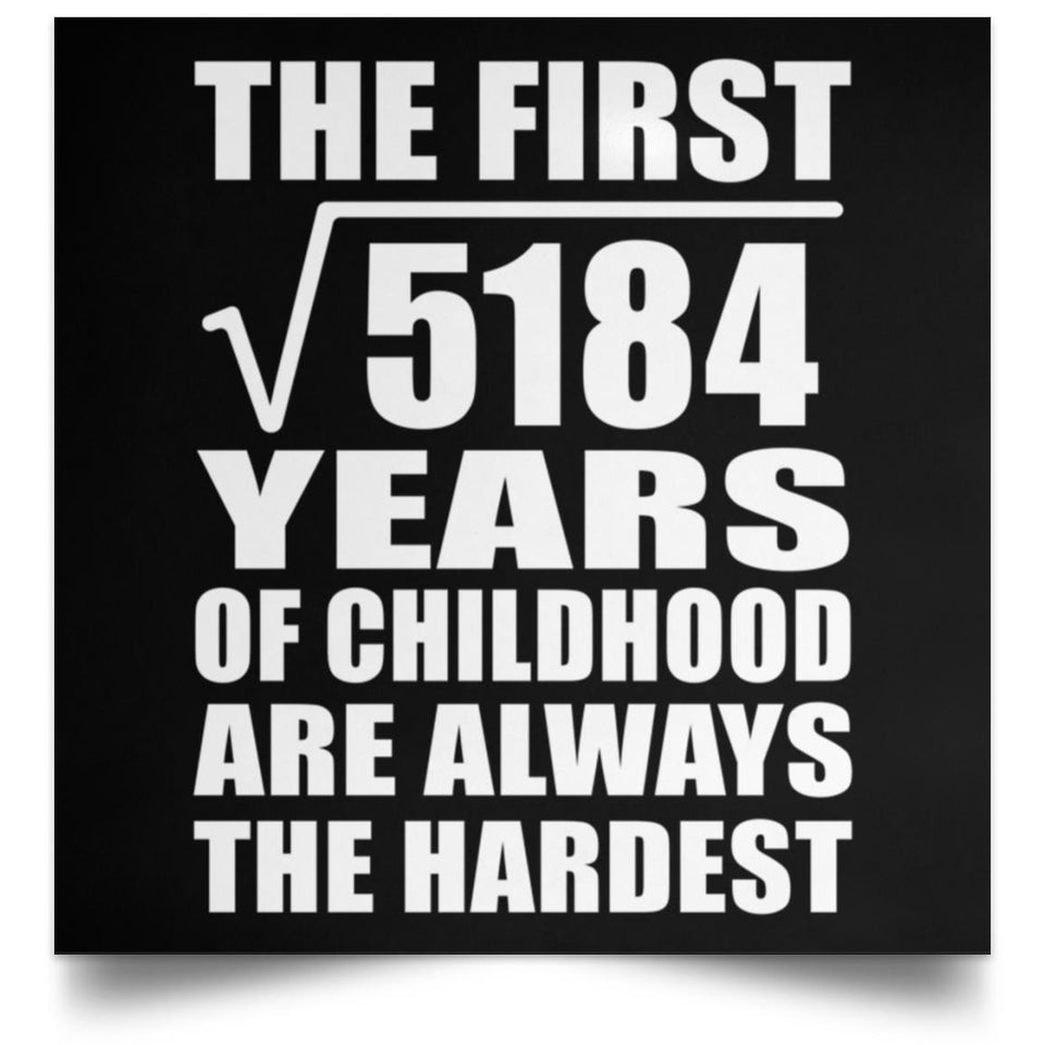 72nd Birthday Square Root of 5184 Years of Childhood - Poster Square
