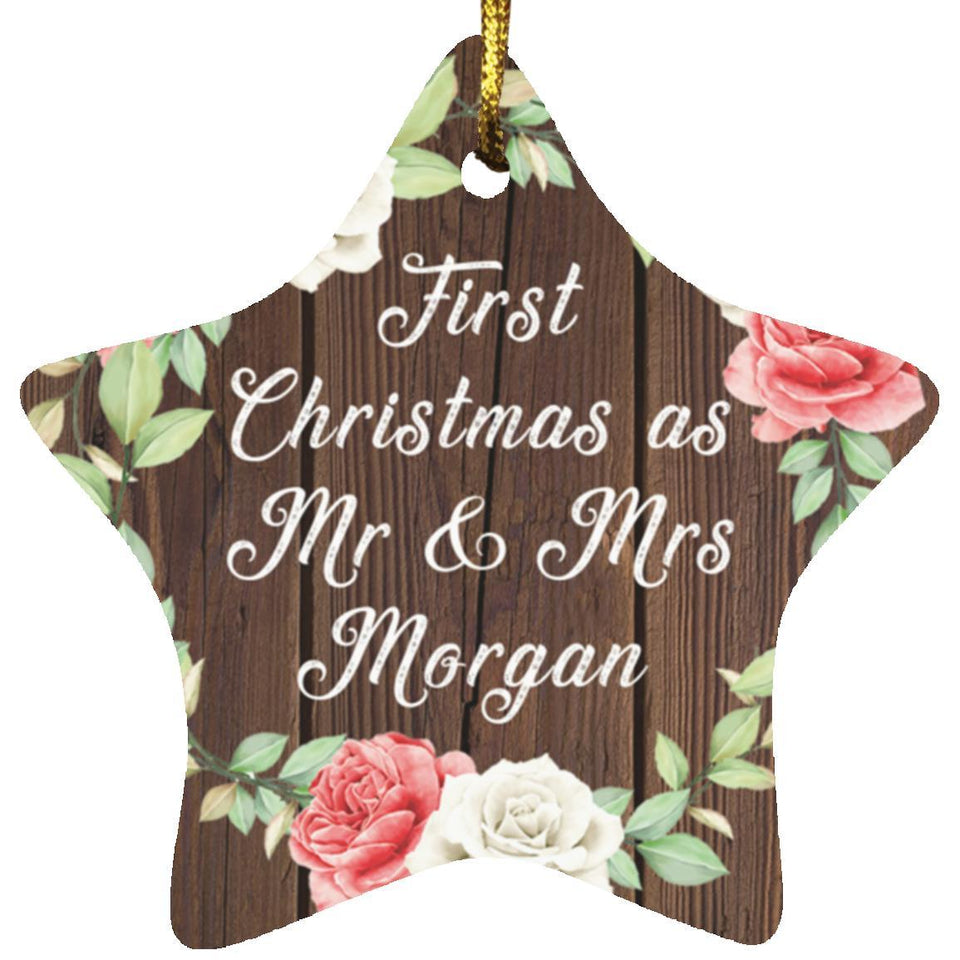 First Christmas As Mr & Mrs Morgan - Star Ornament A