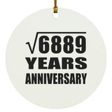 83rd Anniversary Square Root of 6889 Years Anniversary - Circle Ornament