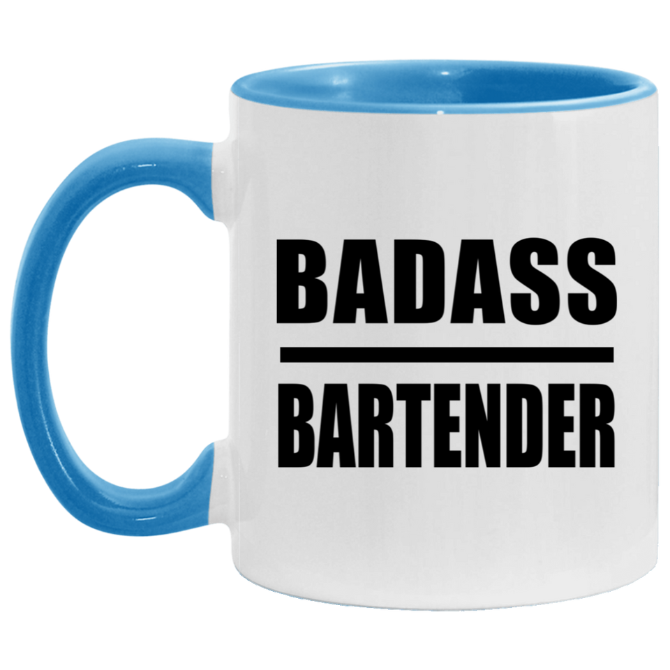 Badass Bartender - 11oz Accent Mug Blue