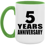 5th Anniversary 5 Years Anniversary - 15oz Accent Mug Green