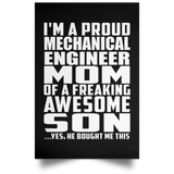 Proud Mechanical Engineer Mom Of Awesome Son - Poster Portrait
