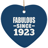 101st Birthday Fabulous Since 1923 - Heart Ornament