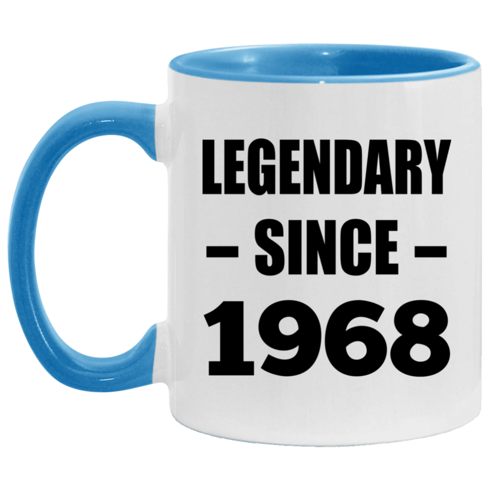56th Birthday Legendary Since 1968 - 11oz Accent Mug Blue